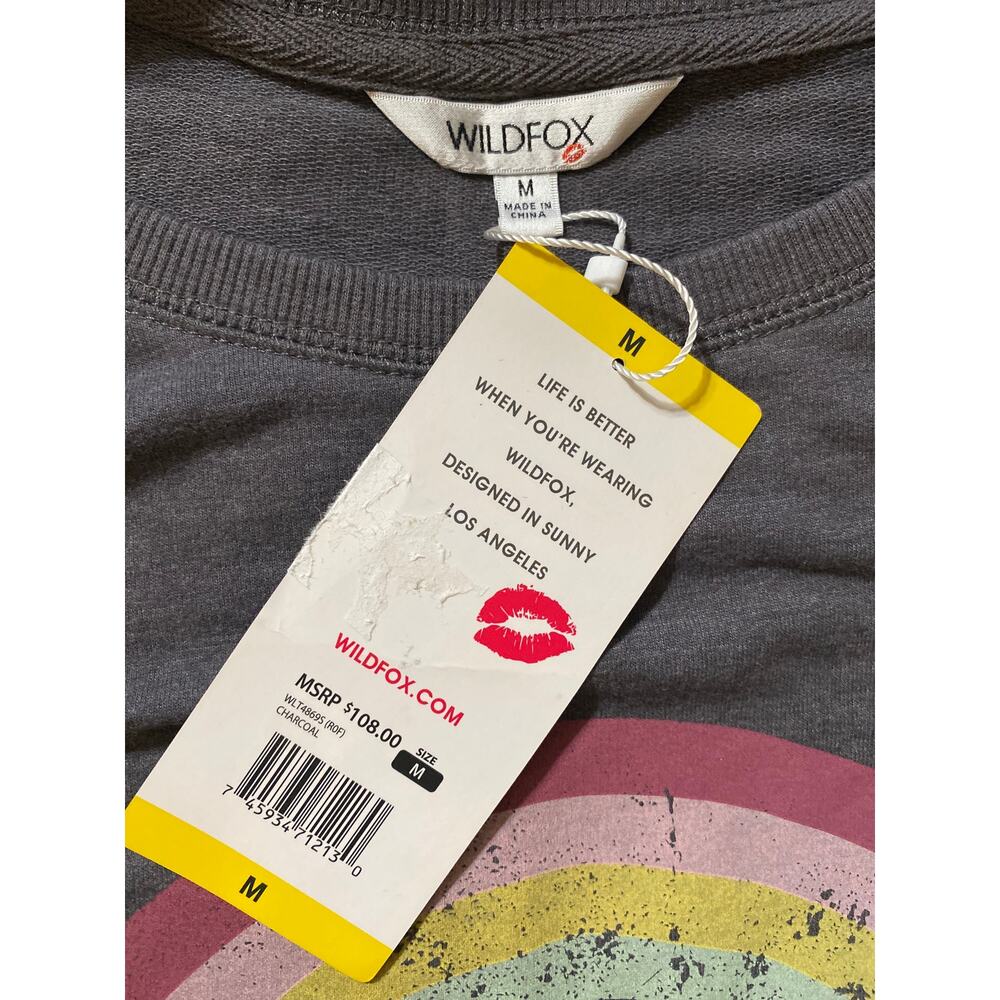 Wildfox Sweatshirt ‘Easy Does It” Charcoal Gray Medium Oversized Casual - Picture 5 of 6